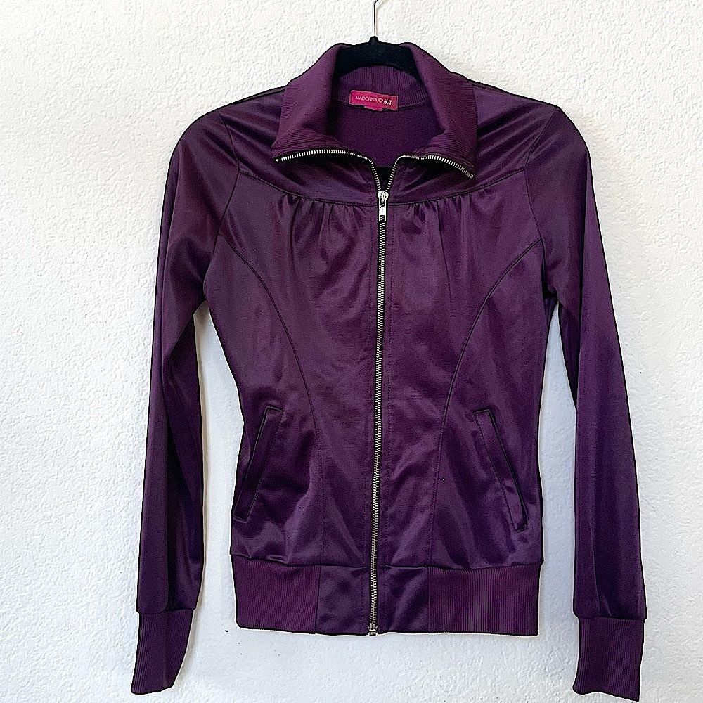 Vintage H&M Purple Satin Zip Jacket Track Technical Limited Edition y2k sz 2 XS - Picture 2 of 13